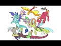 COLORING PAGES - Spike flying with friends / How to color My Little Pony. Easy Drawing Tutorial Art