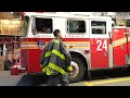 FDNY Engine 1 **Blaring Q** & 22 Year Old Seagrave Ladder 24 Spare Responding + Emergency Light Demo