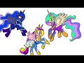 Coloring Pages MY LITTLE PONY - Power Princesses. How to color My Little Pony. Easy Drawing Tutorial