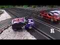 Kick 'em out! Heavy crash scenes on a four lane CARRERA GO!!! track.