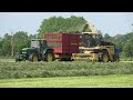 Gras hakselen - New Holland FX450 met 2 John Deere trekkers en Schuitemaker silagewagens (2024)