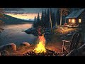 Campfire by the Lake at Night - Soothing Night Nature Sounds for Relaxation