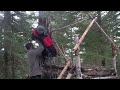 365 days Bushcraft Winter Camp with My Dog - Snowstorm, Heavy Rain and Wind - Full Video