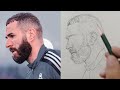 How to draw Karim Benzema Step by step using Loomis Method