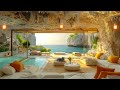 Morning Jazz Delight | Perfect Seaside Cafe Background Music and Ocean Waves for Relaxation