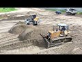 Amazing The technique skilled dozer operator filling of flooded land easily using Komatsu D53P Dozer