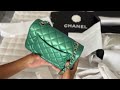 Chanel 22A collection unboxing. Mini rectangular calfskin leather 💚💚💚