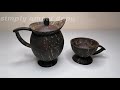 Handmade TEAPOT SET from coconut Shell ||Quick & Easy DIY Great Table placemat for your table!