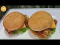 Zinger burger recipe | Crispy fried chicken burger | Crispy chicken burger by AJS cuisines