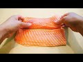 How to Fillet Salmon for Sushi with Special Knife | (三文鱼寿司) | (サーモン寿司)