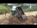 Excellent Processing Connecting 100% Landfill By D31P Dozer Pushing Dirt And Miniature Truck dumping