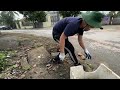 Volunteer Clean foot path street with rudimentary tools mowing, cleaning Great transformation