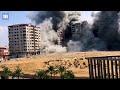 Moment Israeli Air Force missile strikes multi-storey building in Gaza city