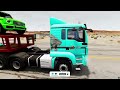 Flatbed Trailer Cars Transportation with Truck - Pothole vs Car  - BeamNG.Drive