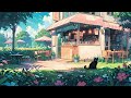 A Moment in the Garden Café 🐾Relax with the Black Cat🌻Serene Lofi Music