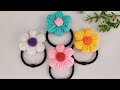 Crochet Flower Hair Tie🌸🌼ပန်းပွင့် ခေါင်းစည်းကြိုး ထိုးနည်း