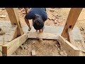 The process of making wooden stairs, joining walls - by rudimentary technology | Dang Thi Mui