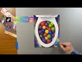 Will it Flush? - Colorful Drawing of Plastic Balls in Toilet