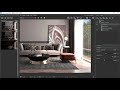 Living Room Rendering & Post-Production Tutorial 3ds Max & Vray 5 | Photoshop