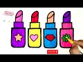 Lipstick 💄 drawing and colouring for kids and toddlers / Easy lipstick drawing #easydrawing