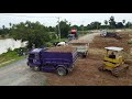 Amazing Starting New Huge Project! Bulldozer D31P & D21P Pushing Soil, 5Ton Dump Truck Filling Land