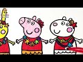 Dibuja y Colorea A Peppa Pig Y Sus Amigas Como Sirenas 🧜‍♀️🐷🐰🐑🌊 Dibujos Para Niños