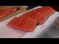 Whole Salmon Cut and Clean For Sushi Prep (Visual Instruction/ASMR)