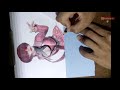 3D ART DESENHANDO SHERMIE THE KING OF FIGHTERS EM 3D | PERSPECTIVE TRICK