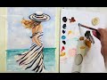 How to paint a girl on the beach | oil painting tutorial #painting #youtubevideos