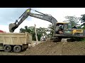 Awesome Volvo 210D And Cat 320D Loading Dump Trucks /Excavator Working In Terai/  Mountain Rock