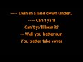 Men At Work • Down Under (CC) 🎤 [Karaoke] [Instrumental Lyrics]