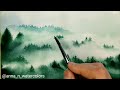 MISTY Landscape FOGGY Forest Watercolor Painting