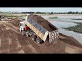 Part 13, Amazing Bulldozer Operator Pushing Sand Force On Water Ft DONGFENG Dumper