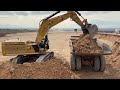 Caterpillar 395 Excavator Loading Caterpillar 777 Dumpers - Sotiriadis Construction Works - 4k