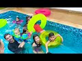Festas de ANIVERSÁRIO da Laurinha na piscina NEON 10 ANOS | Jéssica Godar e Laurinha e Helena e Ga