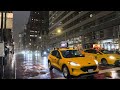 Rainy Night Walk In New York - Relaxing Rain Walking Tour 4k