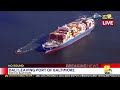 LIVE: SkyTeam11 is live above the ship DALI as it leaves the Port of Baltimore 90 days after hitt…