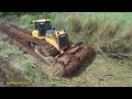 The Big Project Clearing Long Grass Process Complete By Technique Skill Operator Bulldozer Fast Push