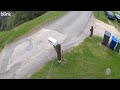 Raven flying by security camera
