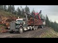 Link-Belt 3740 Log Loader ~ Loading NEW Kenworth W900 Long Logger ~ Skagit County, WA