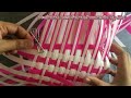 กระเป๋าสานเส้นพลาสติก ลายโบว์สีชมพู ขนาด 20x9x17 CM. #กระเป๋าสานเส้นพลาสติก #สร้างอาชีพ #สร้างรายได้