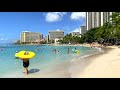 [4K] Waikiki Beach in Honolulu Hawaii - Walking Tour Vlog & Vacation Travel Guide 🎧 Relaxing Waves