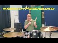 Mindee's mini drum lesson #101 - Drum groove with broken cymbal pattern and 5 stroke roll