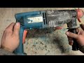 Repairing an old Makita HR2410 sds drill with a broken handle, with used parts.