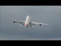Airbus A340-600 steep takeoff from Bournemouth Airport