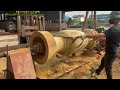 Processing Quite Large Tree Trunks  Processing Huge Wood Is Extremely Dangerous On A Lathe