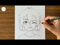 Easy anime drawing || How to draw anime girl easy step by step || Drawing for beginners step by step