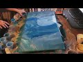 Acrylic Abstract Pour. 3 pieces. Making of The Ocean