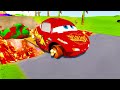 Big & Small Monster Truck Golden Mcqueen vs Big & Small Monster Truck Mcqueen vs Trains - BeamNG