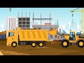 Excavator, Wheel Roller, And Crane Repair A Broken Street Statue | Construction Vehicles Working